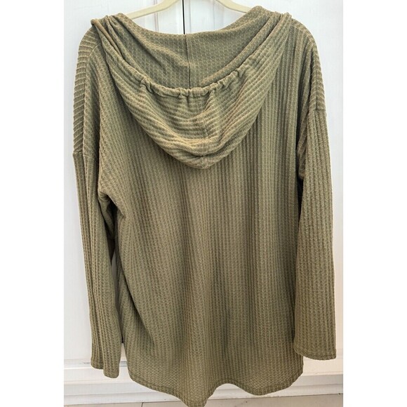 Loveriche Hoodie Sweatshirt V Neck army green women's size M boho preppy comfy - Picture 8 of 11